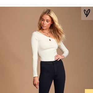 Lulu’s ribbed one shoulder bodysuit